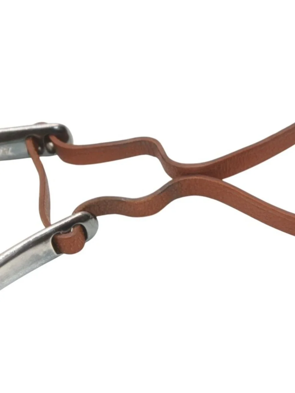 Hermes Leather Necklace Choker Horse Tackle Brown String Silver